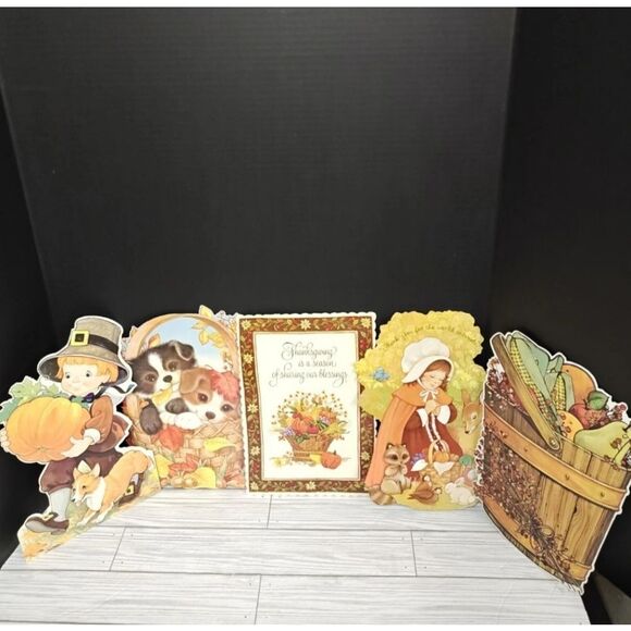 Hallmark Vintage Cardboard Die Cut Decor Thanksgiving Autumn Fall Corgi 1980's - Picture 1 of 13